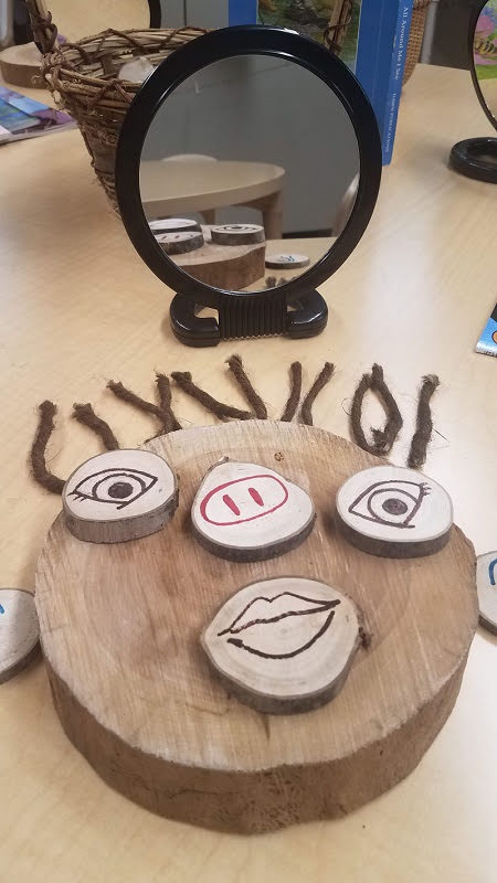 funny faces using wood blocks